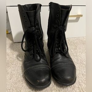 Steve Madden Troopa Leather Lace Up Boots